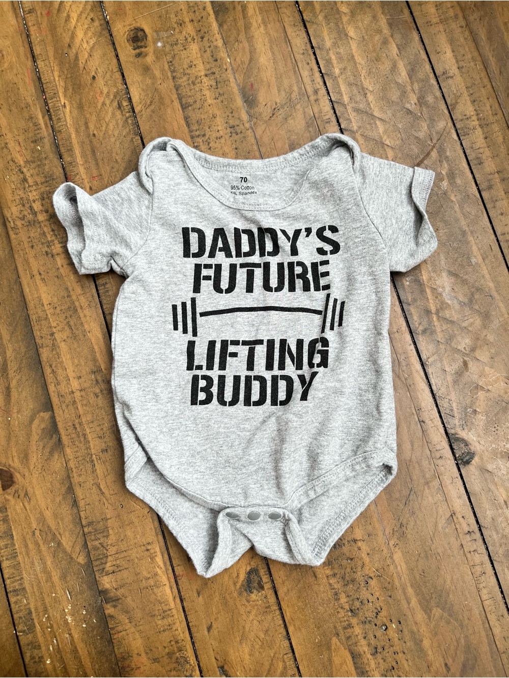 Daddy's Future Lifting Buddy Gray Baby One-Piece